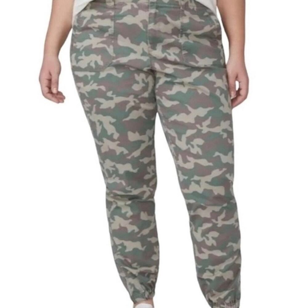 LANE‎ BRYANT | Camo Zip Ankle Joggers Green Tan Brown Camouflage Stretch | 18